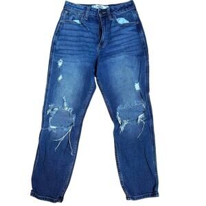 Hollister Curvy High Rise Distressed Mom Jeans Size 0 Short